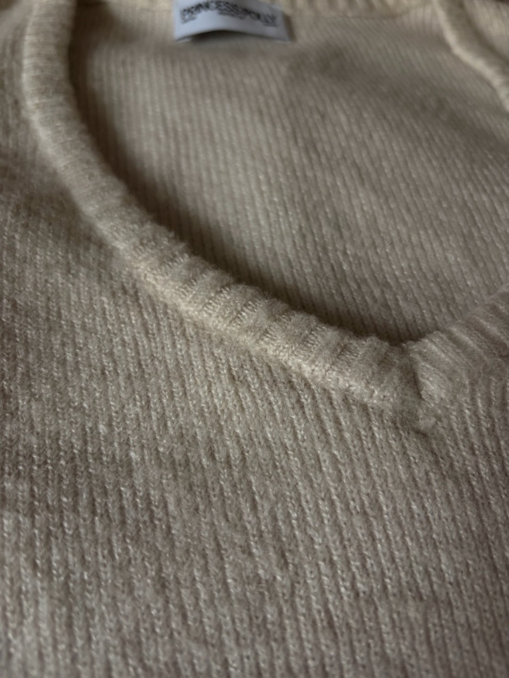 Princess Polly Cream Ribbed Crew Neck Sweater - Picture 2 of 3